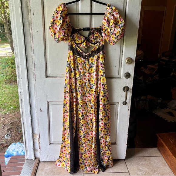 For Love And Lemons Floral Maxi Dress - Yellow and Purple - Picture 7 of 11